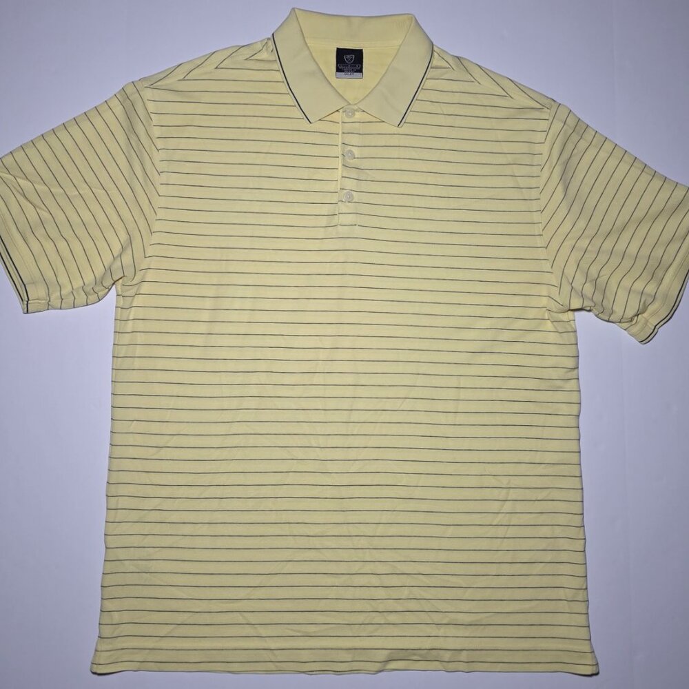 Nike Dri Fit Mens Yellow and Black Stripe short sleeve Polo Size Large
